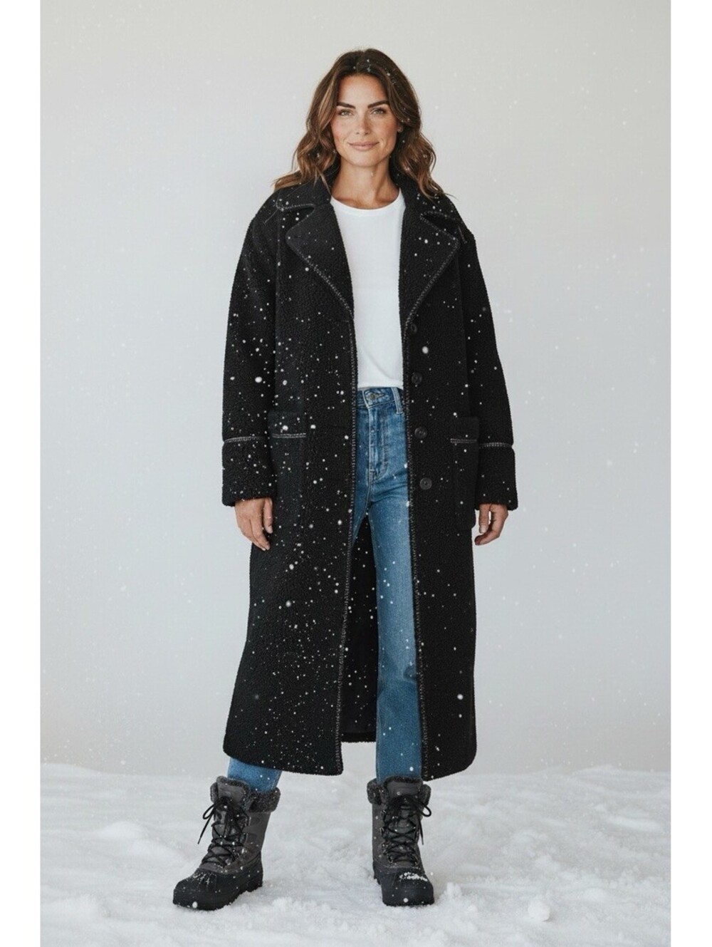 $298 Ugg Women's Sema Uggfluff Teddy Sherpa Black Coat Size Large